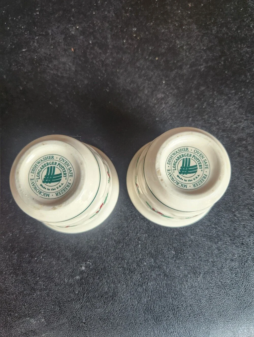 Set of 2 Longaberger Pottery Christmas Traditional Holly Votive Candle Holders